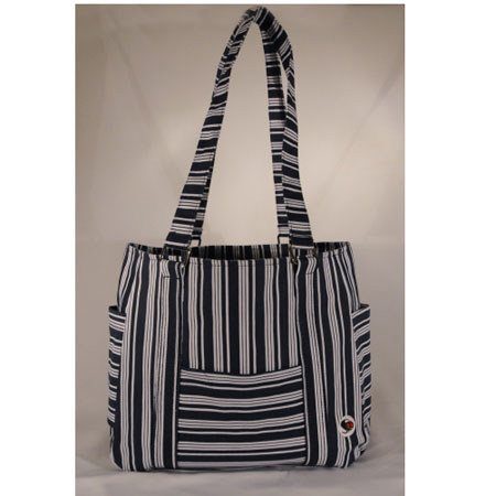 Shutterbug Designs Busy Bee Striped Canvas Bag with Strap, Navy/White