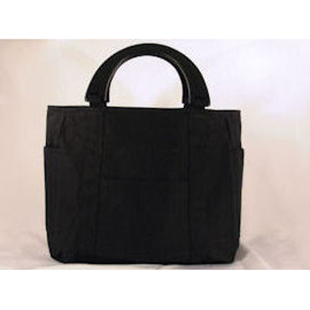 Shutterbug Designs Busy Bee Canvas Bag with Wood Handle, Black