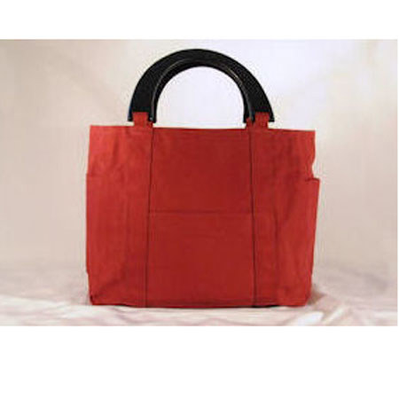 Shutterbug Designs Busy Bee Canvas Bag with Wood Handle, Burgundy