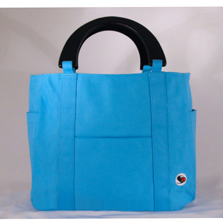 Shutterbug Designs Busy Bee Canvas Bag with Wood Handle, Teal