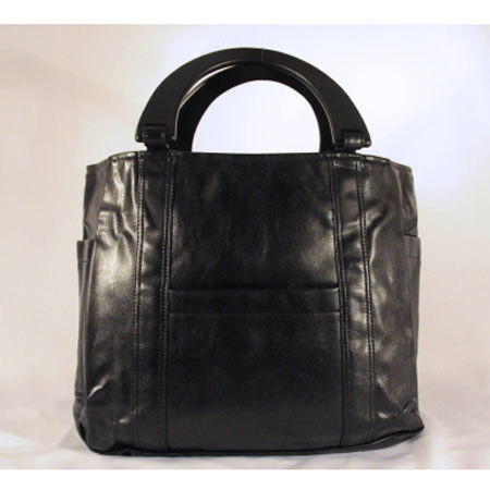 Shutterbug Designs Busy Bee Vinyl Bag with Wood Handle, Black