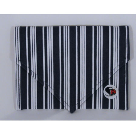 Shutterbug Designs Cricket Canvas Clutch Envelope, Stripe, Navy/White