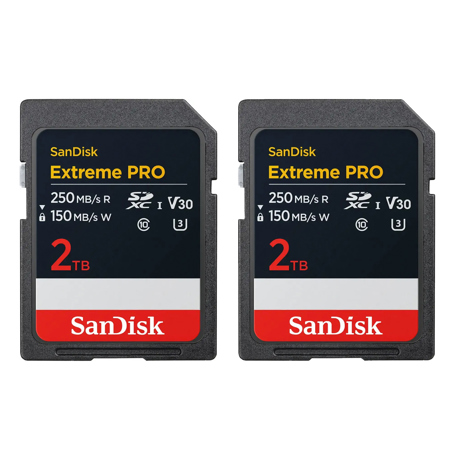 SanDisk Extreme PRO UHS-I U3 SDXC Memory Card Standard 2TB Two Pack