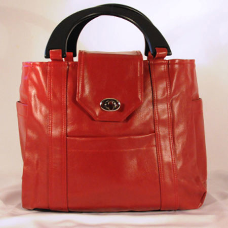 Shutterbug Designs Lady Bug Vinyl Bag with Wood Handle, Wine