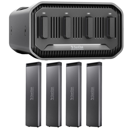SanDisk Professional PRO-BLADE STATION SSD Desktop Enclosure, Bundle with 4x PRO-BLADE 4TB Ultra-Portable & Modular NVMe Internal SSD Mag