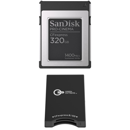 SanDisk PRO-CINEMA 320GB CFexpress Type-B Memory Card, Bundle with USB-C CFexpress Type-B and SD Card Reader
