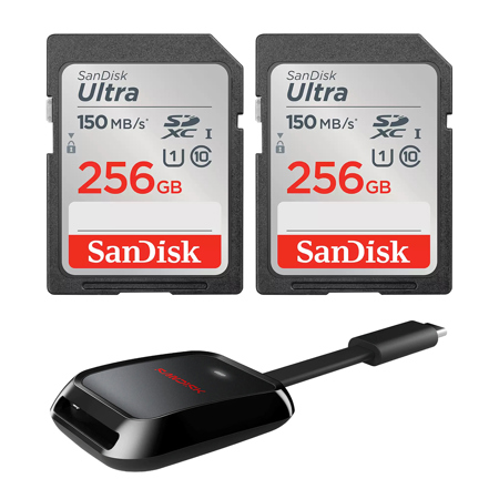 SanDisk Ultra UHS-I U1 SDXC Memory Card 256GB Card with Reader