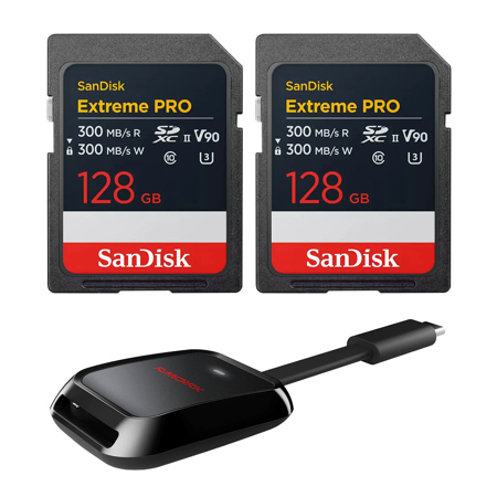SanDisk Extreme PRO UHS-II V90 SDXC Memory Card 2-Pack 128GB