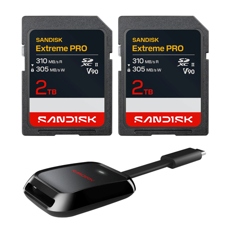 SanDisk Extreme PRO UHS-II V90 SDXC Memory Card 2TB Card with Reader