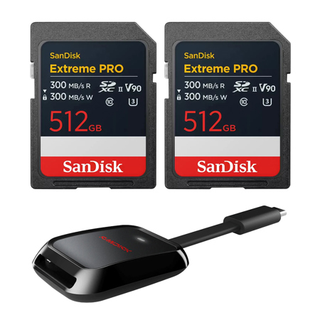 SanDisk Extreme PRO UHS-II V90 SDXC Memory Card 512GB Card with Reader