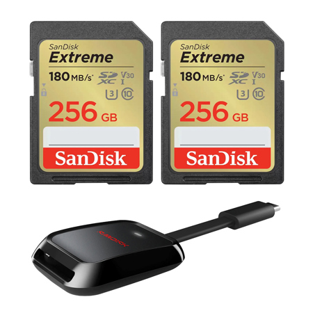 SanDisk Extreme UHS-I U3 SDHC/SDXC Memory Card 256GB Card with Card Reader