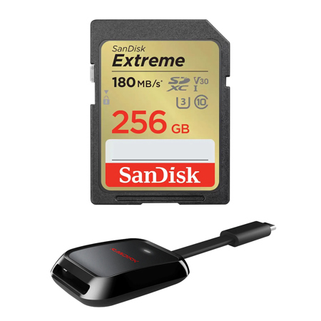 SanDisk Extreme UHS-I U3 SDHC/SDXC Memory Card With Reader 256GB