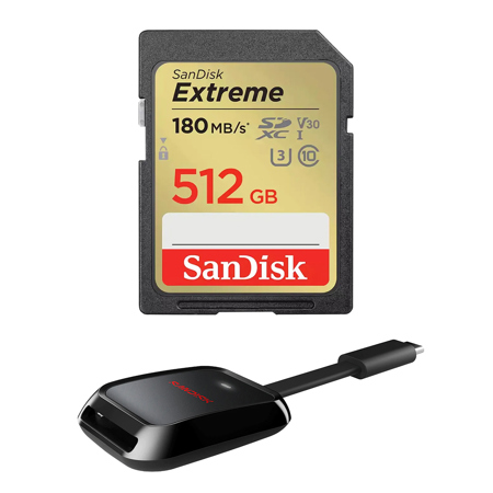 SanDisk Extreme UHS-I U3 SDHC/SDXC Memory Card With Reader 512GB