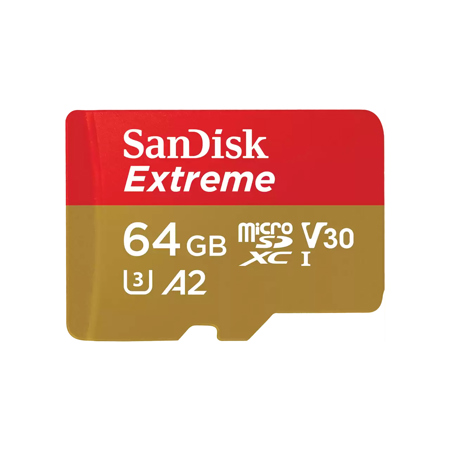 SanDisk Extreme 64GB UHS-I U3 microSDXC Memory Card with SD Adapter