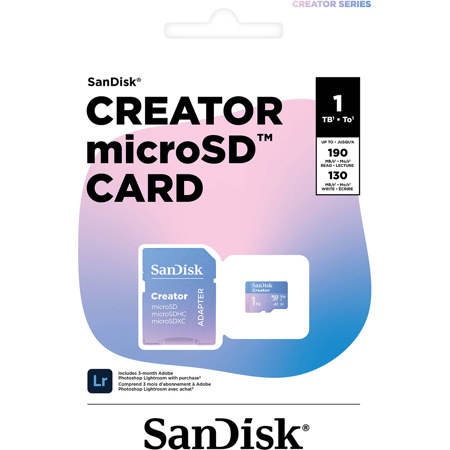 SanDisk Creator Series 1TB UHS-I microSDXC Memory Card with SD