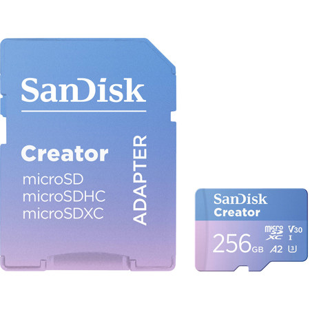 SanDisk Creator Series 256GB UHS-I microSDXC Memory Card with SD