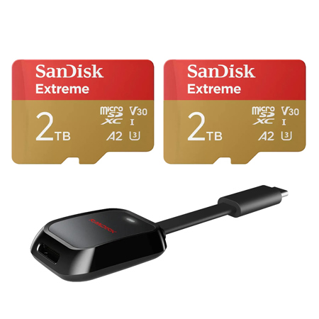 SanDisk Extreme UHS-I U3 microSDXC Memory Card with SD Adapter 2TB Card with Reader