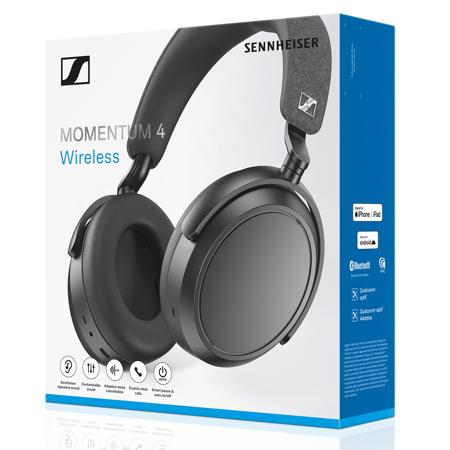 Sennheiser MOMENTUM 4 Noise-Canceling Wireless Around-Ear Headphones, Black