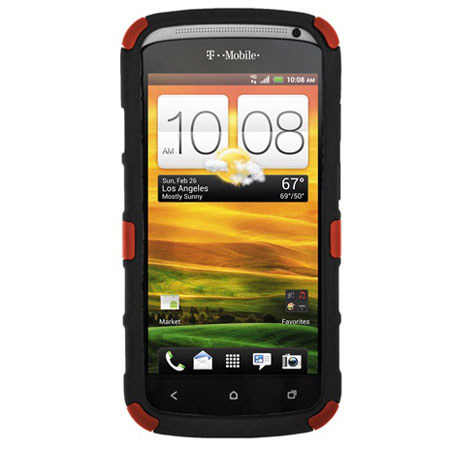 Seidio Active with Kickstand Hybrid Case for HTC One S, Garnet Red