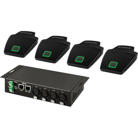 Sennheiser Dante MEB 114 S Cardioid Pre Polarized Condenser Boundary Microphone Kit Includes SL DI 4 XLR Dante Interface