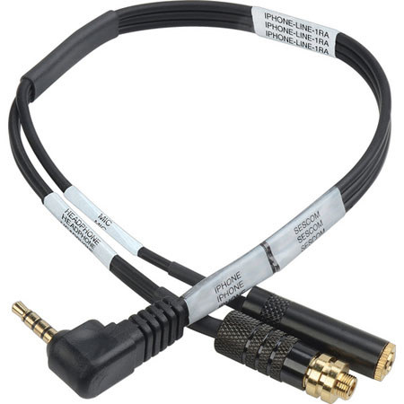 Sescom 3.5mm TRRS RA to 3.5mm Mic Jack & 3.5mm Monitor Jack, 1Ft
