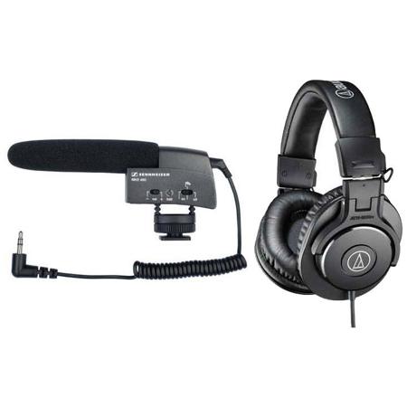 Sennheiser Compact Shotgun Microphone Camera Mountable W/Audio-Technica ATH-M30x