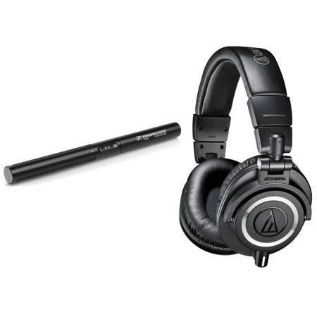Sennheiser MKE 600 Shotgun Microphone with M50x Pro Monitor Headphones