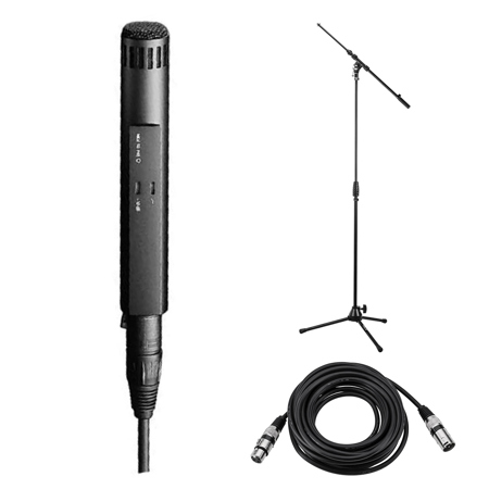 Sennheiser MKH 50P48 Wired Supercardioid Condenser Studio Microphone, Bundle with Tripod Microphone Stand and 25' XLR Cable