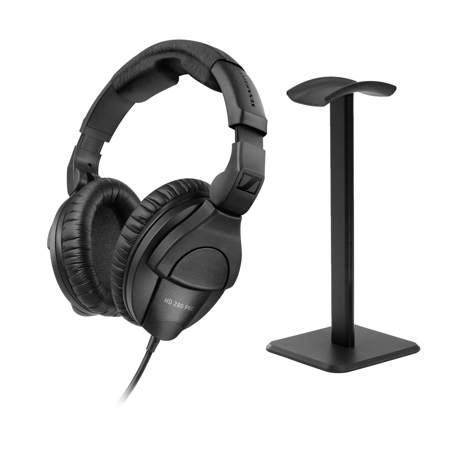 Sennheiser HD 280 Pro Circumaural Closed-Back Monitor Headphones, Bundle with Desktop Stand, Black