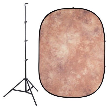 Studio Essentials 5x6.5' Pop-Up Background with Stand and Clip, Brown/Gray