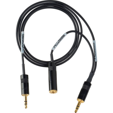 Sescom 3' Blackmagic Pocket Camera to Audio Field Recorder Cable with Headphone Monitoring Tap, 2x Neutrik 3.5mm Mini Plugs