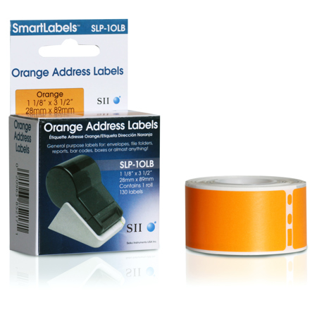 Seiko Instruments Seiko SLP-1OLB 1-1/8 x 3-1/2in Address Labels, Orange