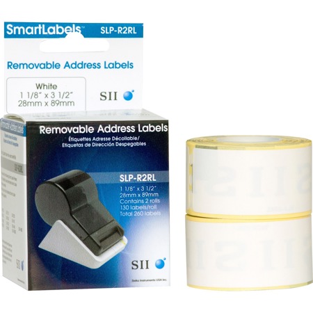 Seiko Instruments Seiko SLP-R2RL 1-1/8 x 3-1/2in Removable Address Labels, White