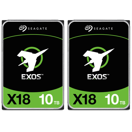 Seagate Exos X18 3.5" Internal Hard Drive 10TB SATA III 6 Gb/s 2-Pack
