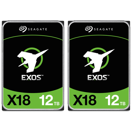 Seagate Exos X18 3.5" Internal Hard Drive 12TB SAS III 12 Gb/s 2-Pack
