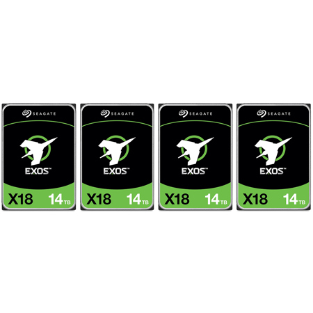 Seagate Exos X18 3.5" Internal Hard Drive 14TB SATA III 6 Gb/s 4-Pack