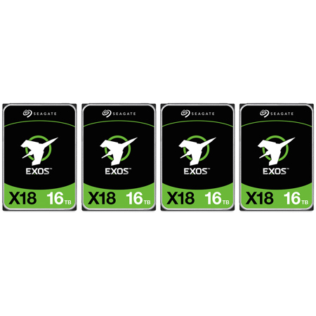 Seagate Exos X18 3.5" Internal Hard Drive 16TB SAS III 12 Gb/s 4-Pack