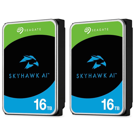 Seagate SkyHawk AI SATA III 3.5" Internal Hard Drive 16TB 512MB Cache 2-Pack