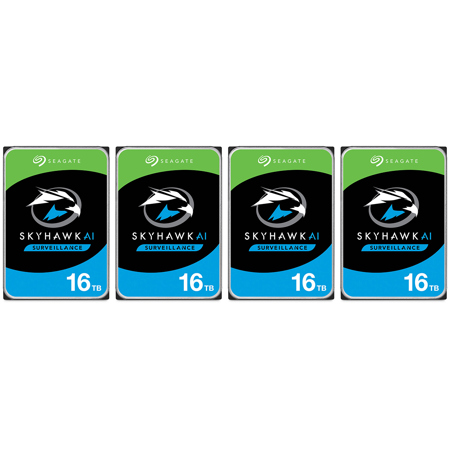 Seagate SkyHawk AI SATA III 3.5" Internal Hard Drive 16TB 256MB Cache 4-Pack