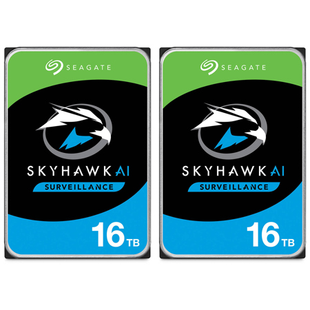 Seagate SkyHawk AI SATA III 3.5" Internal Hard Drive 16TB 256MB Cache 2-Pack