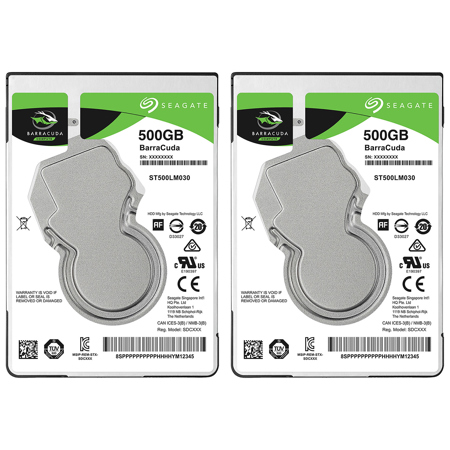 Seagate BarraCuda SATA III 2.5" Internal Laptop Hard Drive, 5400 RPM 500GB 2-Pack