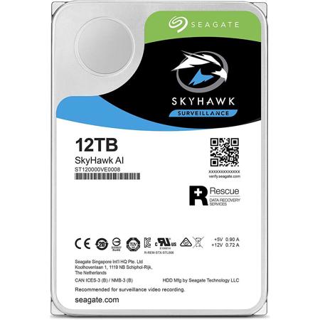 Seagate SkyHawk AI 12TB 3.5" Hard Drive, SATA 6GB/s, 7200RPM