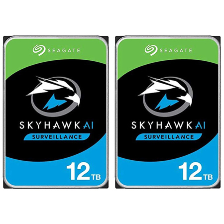 Seagate SkyHawk AI SATA III 3.5" Internal Hard Drive 12TB 256MB Cache 2-Pack