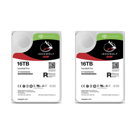 IronWolf Pro 16TB SATA III 3.5" Internal NAS Hard Drive, 7200 RPM, Pair
