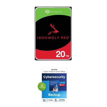 Seagate IronWolf Pro SATA III 20TB 3.5" Internal NAS Hard Drive, 7200 RPM, Bundle with Cyber Protect Home Office Advanced License