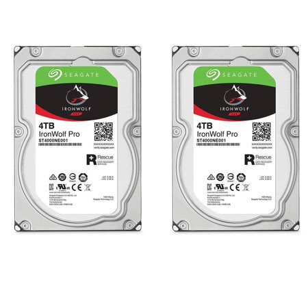 IronWolf Pro 4TB SATA III 3.5" Internal NAS Hard Drive, 7200 RPM, 2-Pack
