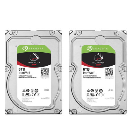 Seagate 2 Pk IronWolf 6TB NAS Internal Hard Drive CMR 3.5" SATA 6Gbps, 7200 RPM