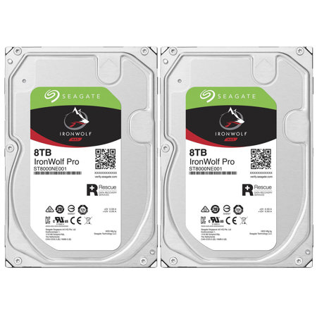 IronWolf Pro 8TB SATA III 3.5" Internal NAS Hard Drive, 7200 RPM, 2-Pack