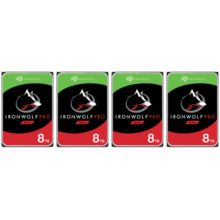 Seagate IronWolf Pro SATA III 3.5" Internal NAS Hard Drive, 7200 RPM 8TB 4-Pack