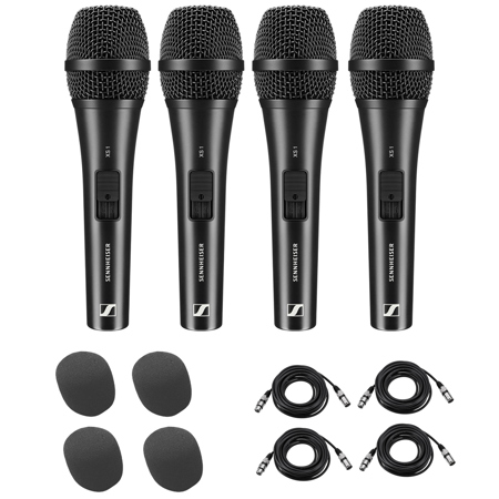 Sennheiser XS 1 Cardioid Microphone, 4 Pack with XLR Cable, Windscreen